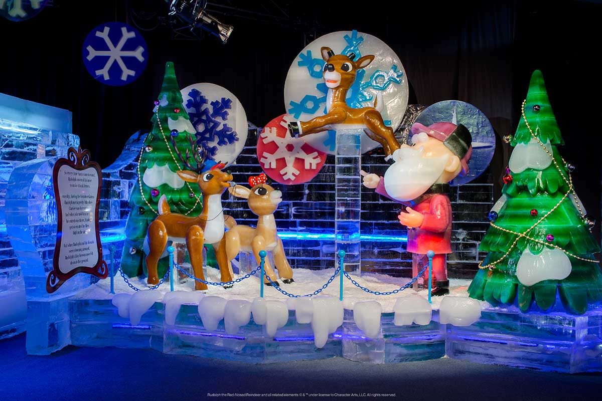 Rudolph the Red-Nosed Reindeer ice sculpture